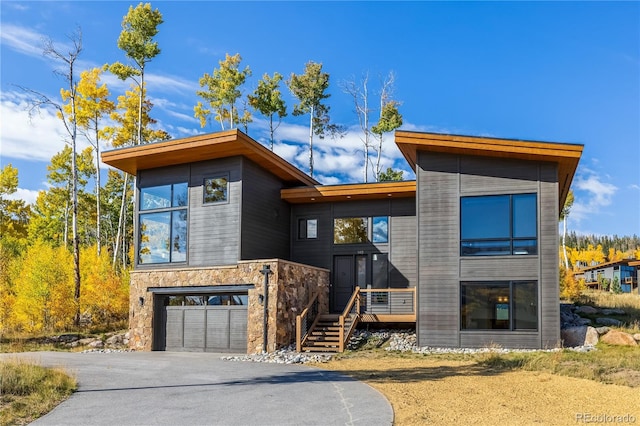 contemporary home with a garage