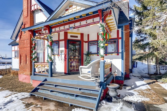 view of front of house with a chimney