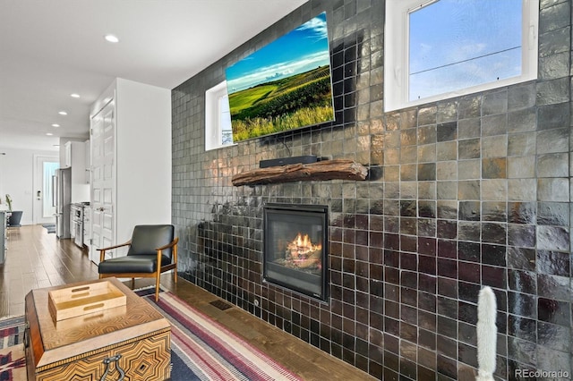 living room with wood-type flooring