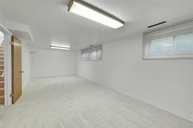 1304 De Reamer Cir, Colorado Springs, CO 80915 - basement with carpet floors, stairway, and baseboards