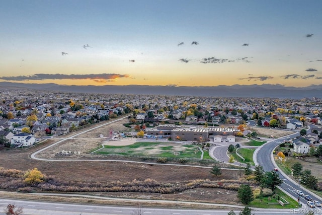 view of aerial view at dusk