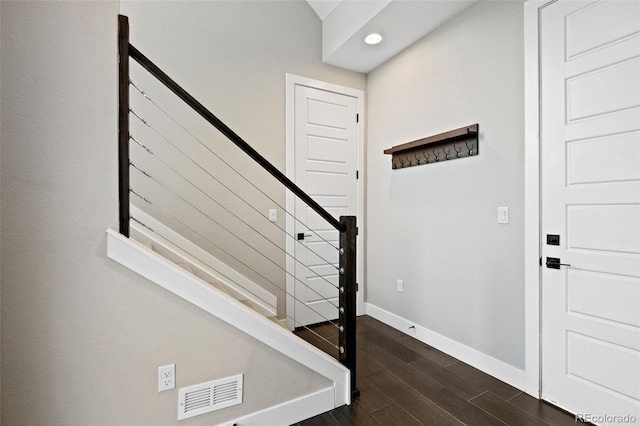 11350 W Grand Ave, Littleton, CO 80127 - stairway featuring visible vents, baseboards, recessed lighting, and wood finished floors
