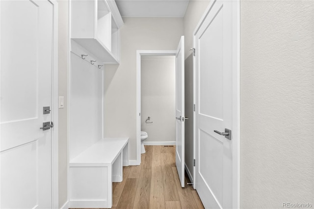 mudroom featuring light hardwood / wood-style flooring