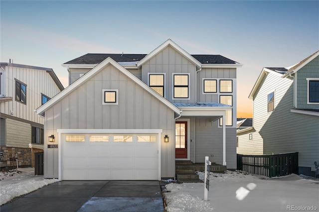 view of front of home featuring a garage