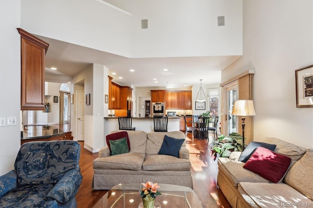 living room with wood-type flooring