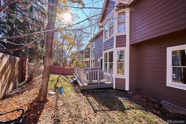 view of yard with a deck