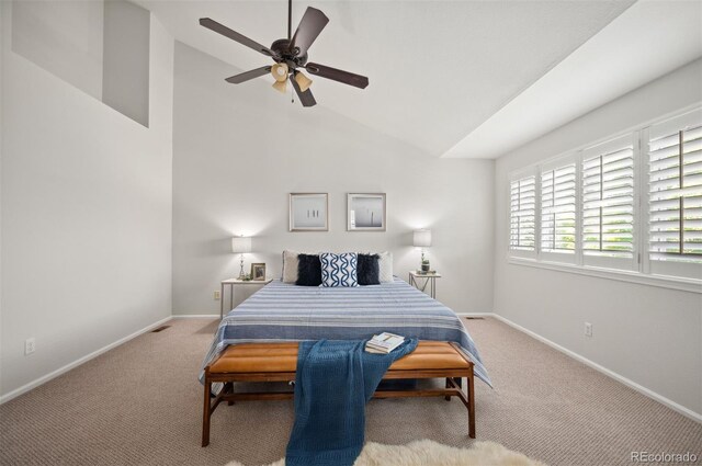 16690 Amberstone Way, Parker, CO 80134 - carpeted bedroom with vaulted ceiling and ceiling fan