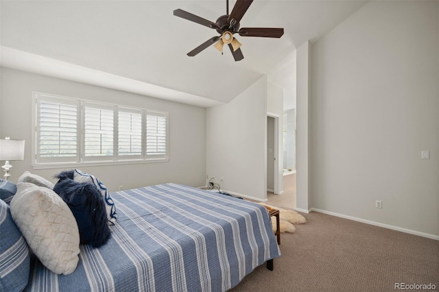 16690 Amberstone Way, Parker, CO 80134 - bedroom with vaulted ceiling, carpet floors, and a ceiling fan