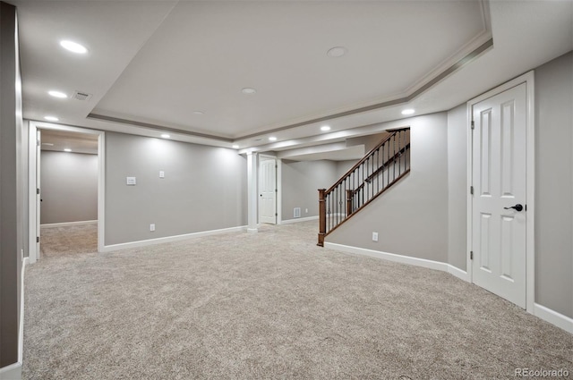 16690 Amberstone Way, Parker, CO 80134 - finished basement featuring carpet, recessed lighting, and stairs