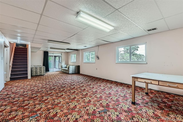 2122 S Yank Way, Lakewood, CO 80228 - below grade area with carpet floors, a drop ceiling, and stairway
