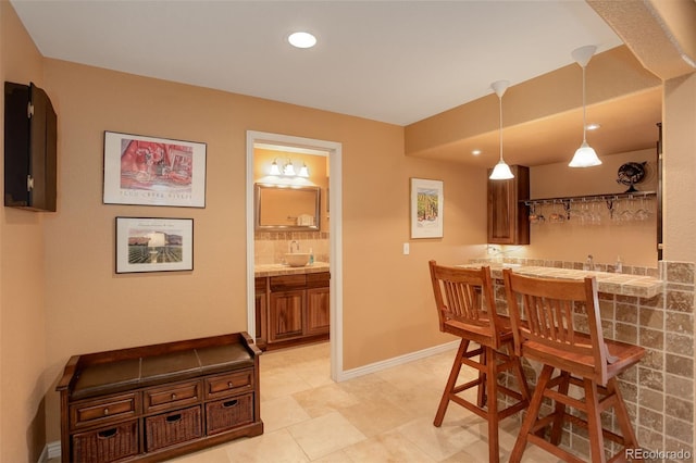 dining space with wet bar