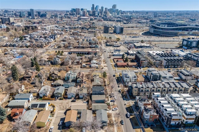 drone / aerial view with a view of city