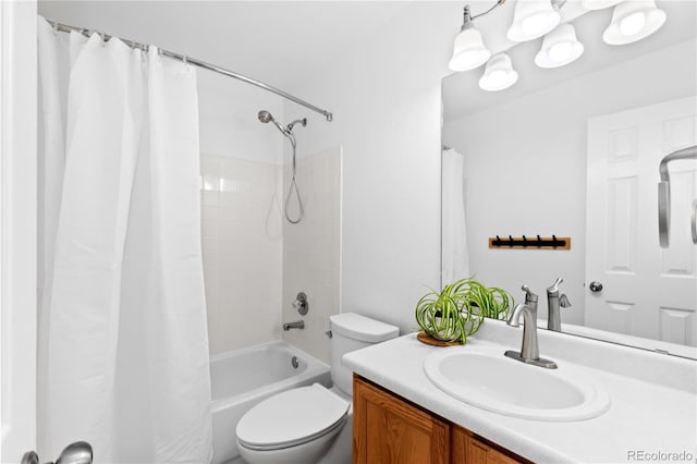 15963 Rock Crystal Dr, Parker, CO 80134 - full bathroom with vanity, shower / tub combo with curtain, and toilet