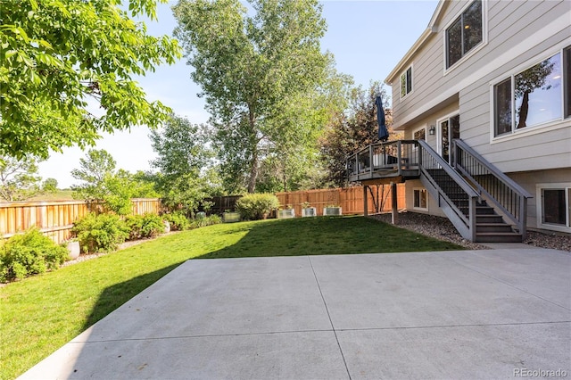 15963 Rock Crystal Dr, Parker, CO 80134 - view of yard with stairway, a patio, and a deck