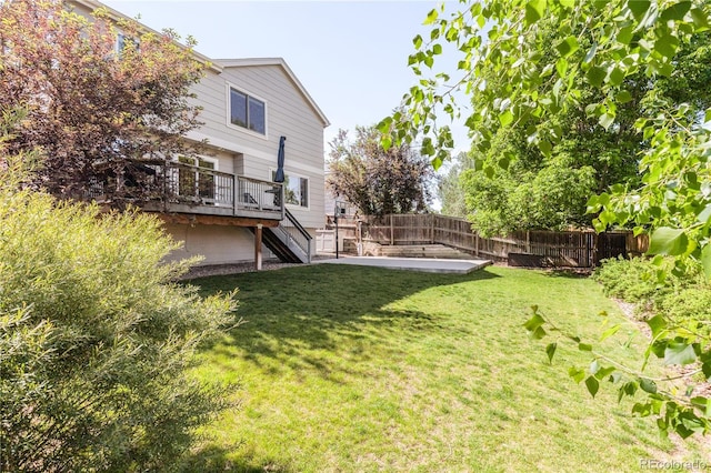 15963 Rock Crystal Dr, Parker, CO 80134 - view of yard with stairs and a wooden deck