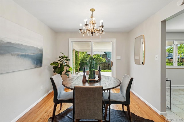 1905 S Linden Ct, Denver, CO 80224 - dining room featuring a chandelier and light wood finished floors