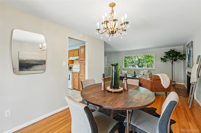 1905 S Linden Ct, Denver, CO 80224 - dining space with a chandelier and light wood-style flooring