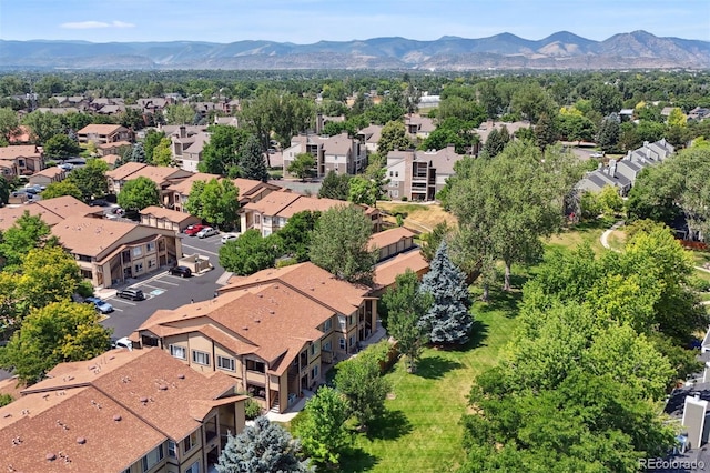 birds eye view of property with a mountain view