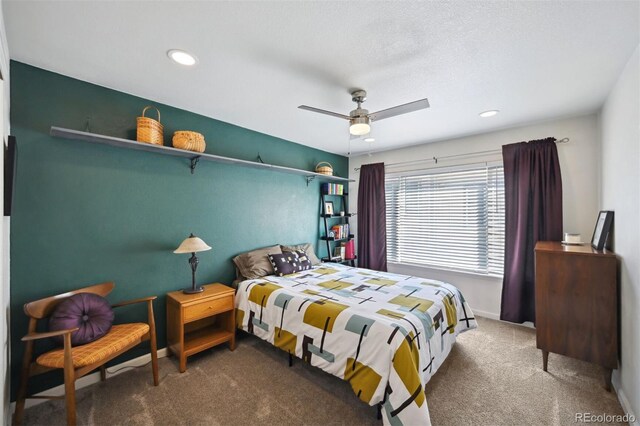 bedroom featuring carpet and ceiling fan