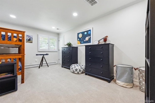 5340 S Logan Dr, Greenwood Village, CO 80121 - bedroom with carpet flooring, recessed lighting, and a baseboard radiator
