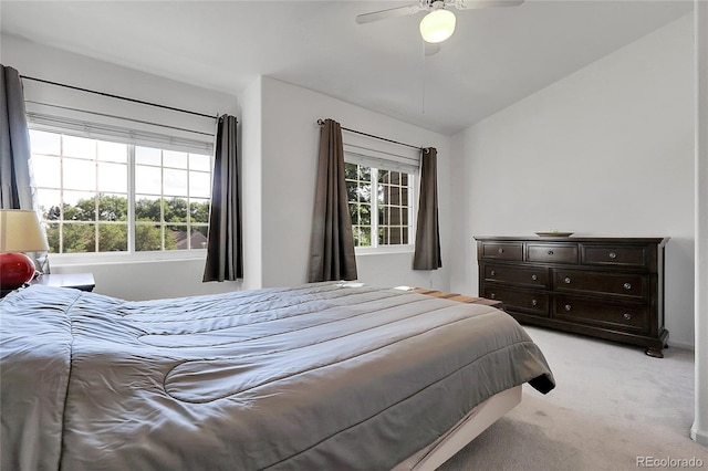 14496 E Tufts Pl Unit C, Aurora, CO 80015 - bedroom featuring light colored carpet, a ceiling fan, and lofted ceiling