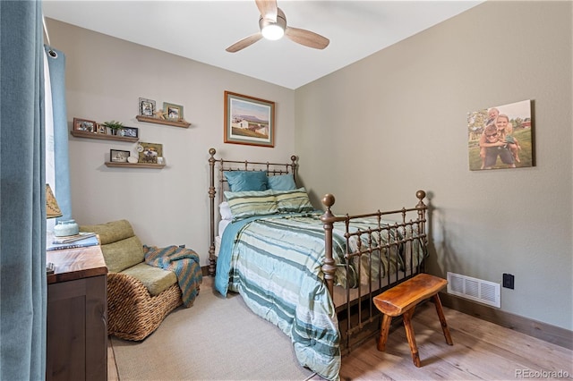 505 Rd P69, Bailey, CO 80421 - bedroom featuring light wood-type flooring, baseboards, and ceiling fan