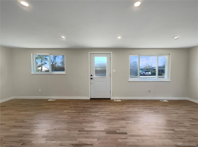 foyer with light hardwood / wood-style flooring and a healthy amount of sunlight