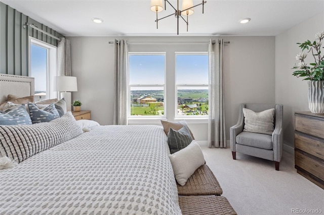 13334 Blue Amber Ct, Parker, CO 80134 - carpeted bedroom featuring a chandelier and recessed lighting