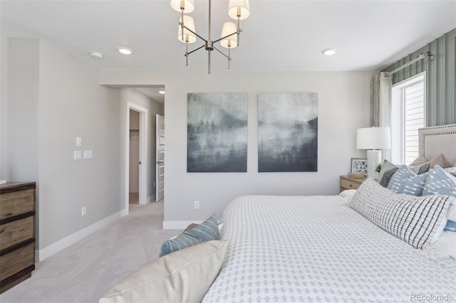 13334 Blue Amber Ct, Parker, CO 80134 - carpeted bedroom featuring a chandelier, a walk in closet, and recessed lighting