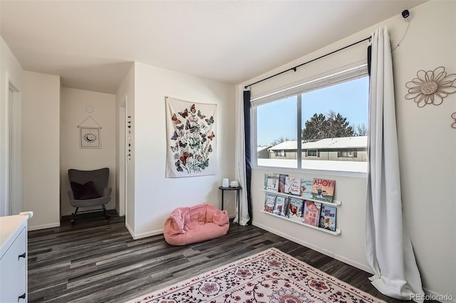 recreation room featuring dark wood-type flooring