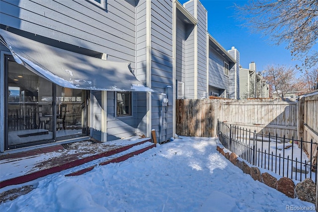 view of snowy exterior