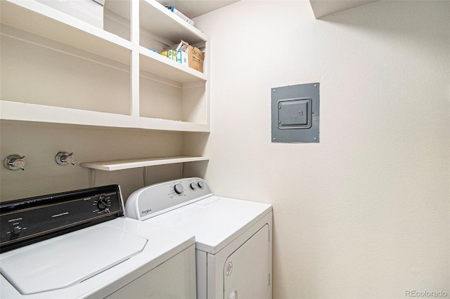 500 Manhattan Dr Unit B1, Boulder, CO 80303 - washroom featuring washer and dryer and electric panel