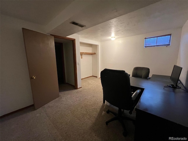 office featuring light colored carpet