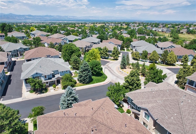 aerial view with a residential view and a mountain view