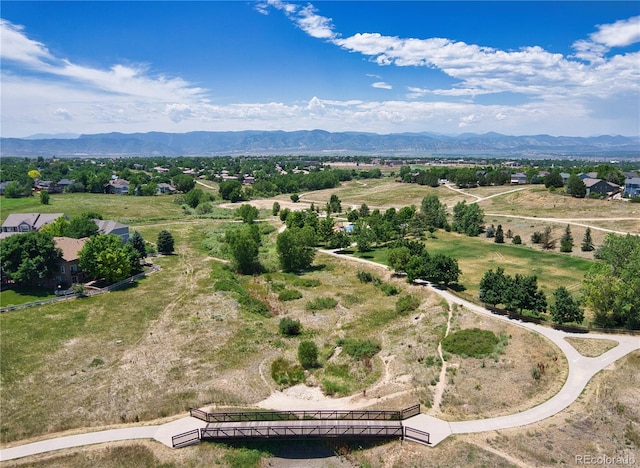 drone / aerial view with a mountain view