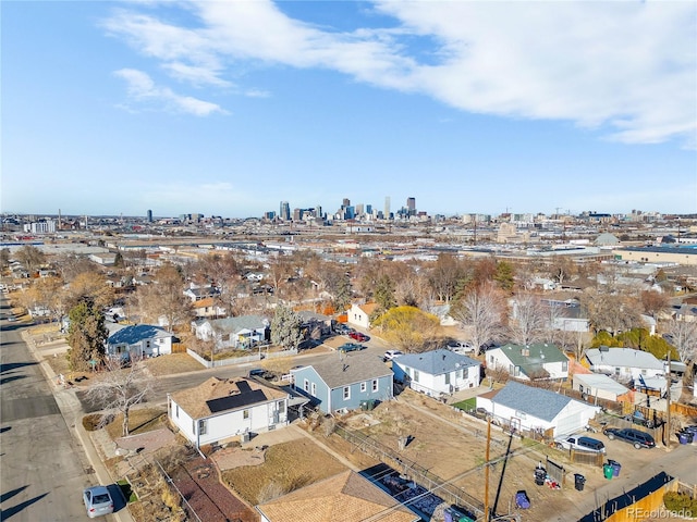 bird's eye view with a city view