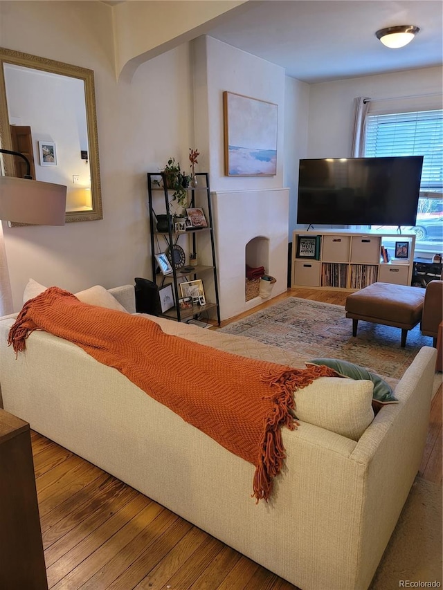 living room with wood-type flooring