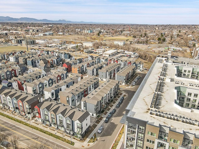 bird's eye view featuring a mountain view and a residential view