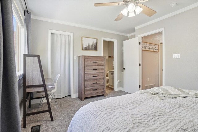 6142 Gorham St, Frederick, CO 80530 - bedroom with ornamental molding, carpet flooring, baseboards, and ceiling fan
