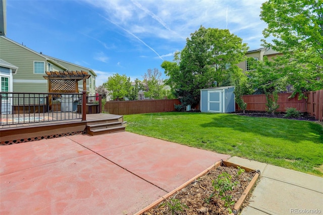 9954 Heywood St, Highlands Ranch, CO 80130 - view of yard featuring a patio area, a pergola, and a wooden deck