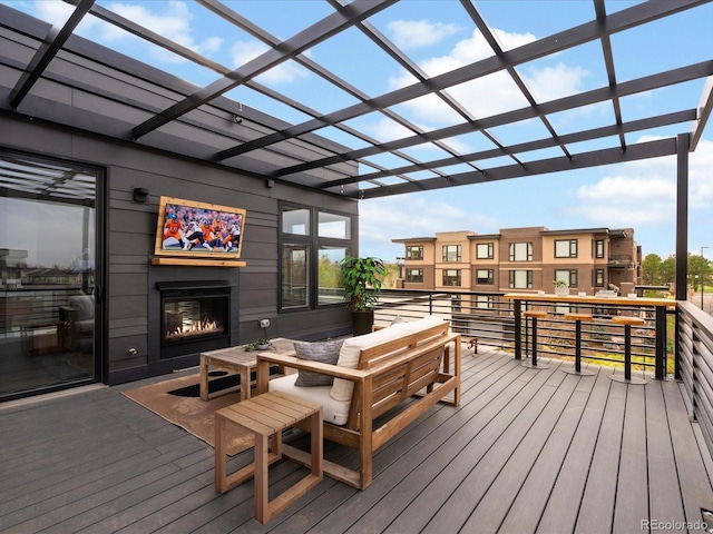 wooden terrace featuring a pergola