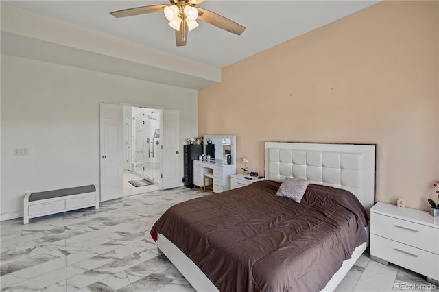 12404 Pine Valley Cir, Peyton, CO 80831 - bedroom featuring light marble finish flooring and ceiling fan
