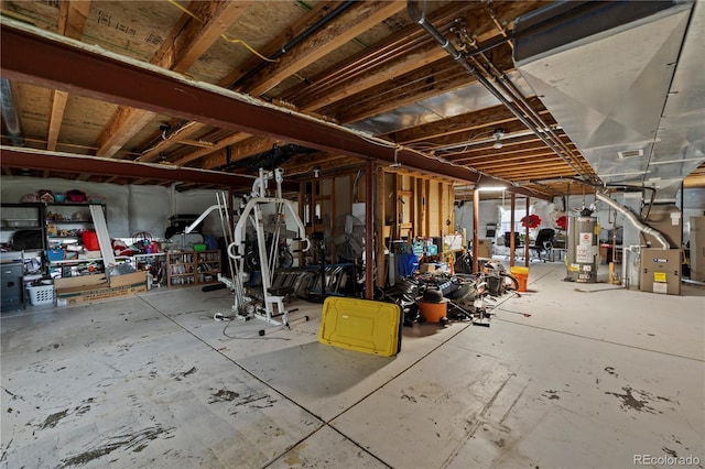 12404 Pine Valley Cir, Peyton, CO 80831 - unfinished basement featuring gas water heater and heating unit