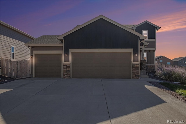 view of front of home with a garage