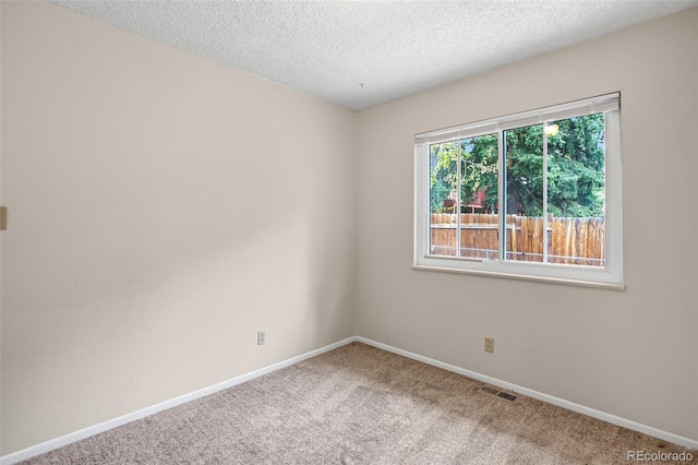 empty room featuring carpet floors and a textured ceiling