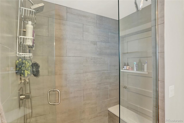 bathroom with a stall shower