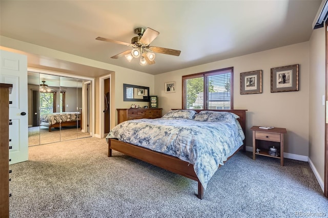 6338 S Oneida Ct, Centennial, CO 80111 - carpeted bedroom with ceiling fan, a closet, and baseboards