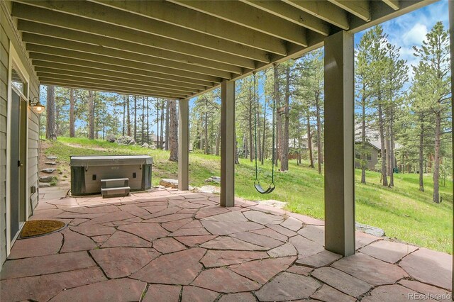 29433 Firethorne Ct, Evergreen, CO 80439 - view of patio featuring a hot tub
