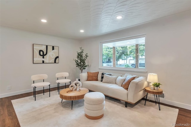 2598 Teller St, Lakewood, CO 80214 - living area featuring recessed lighting, baseboards, and dark wood-style floors