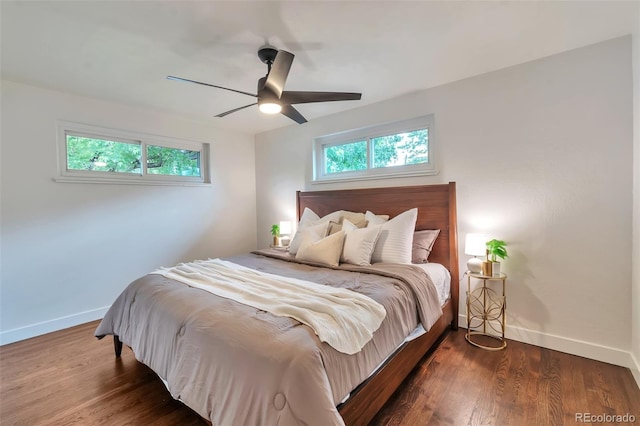 2598 Teller St, Lakewood, CO 80214 - bedroom featuring baseboards, wood finished floors, and ceiling fan
